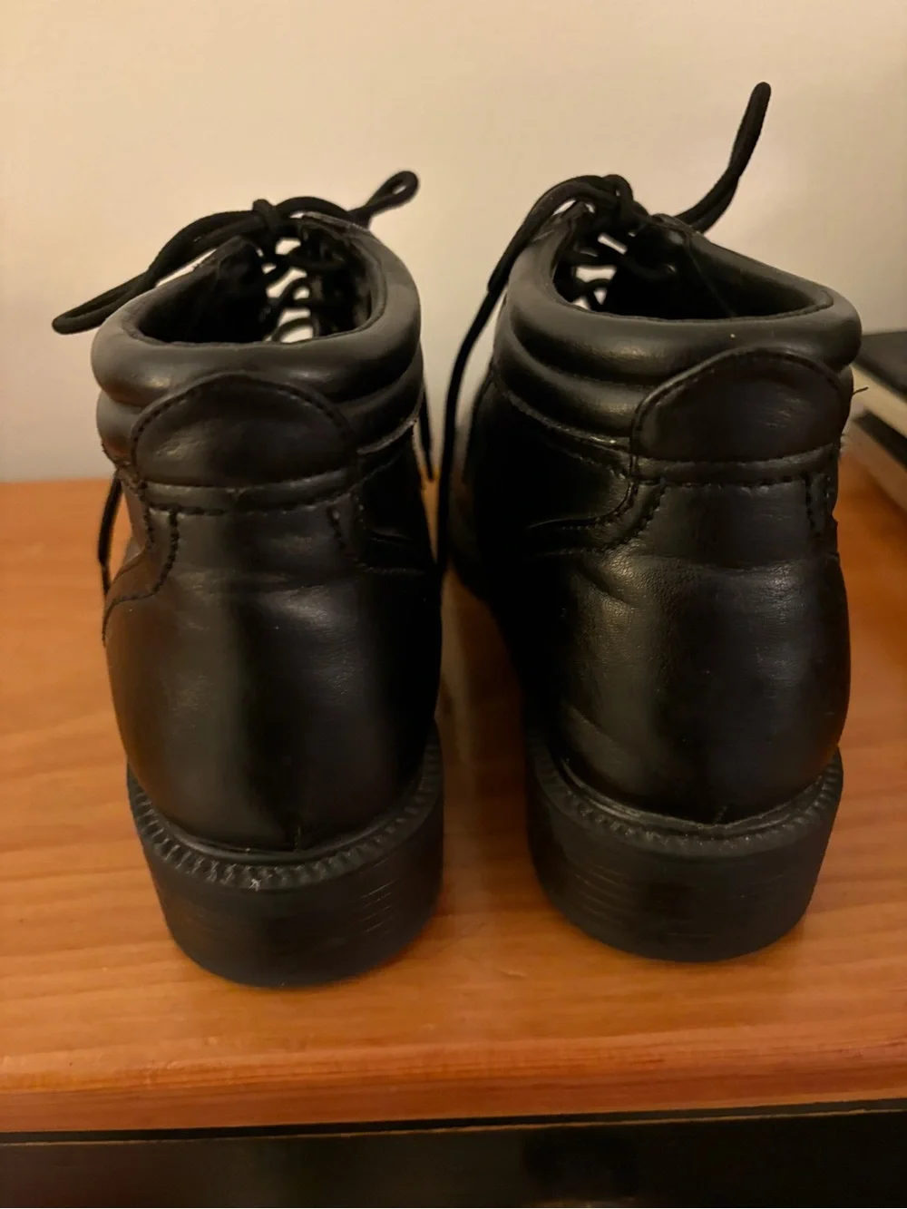 Black Lace-Up Leather Ankle Booties for Women